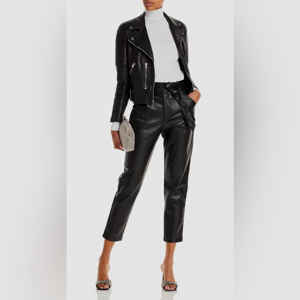 NWT- Lucy Paris Black Cropped Paperbag Pants - Picture 5 of 11